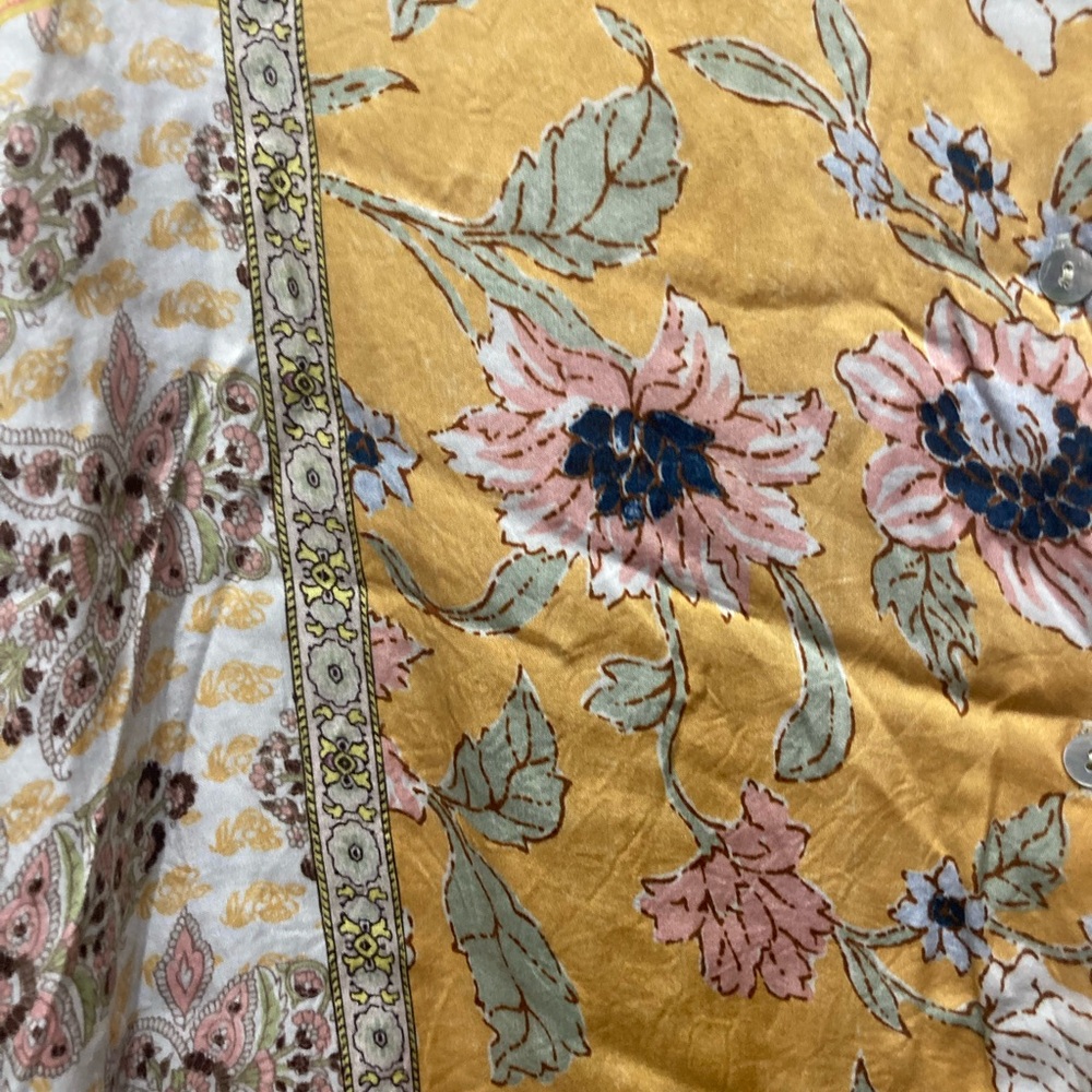 Mango Floral Women's Oversized Top- Cream and Yellow - Picture 4 of 6